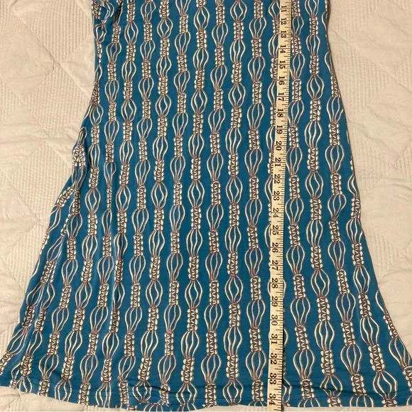 Free People Midi Dress Blue Patterned Sleeveless Rayon Collared Size M - Picture 9 of 11